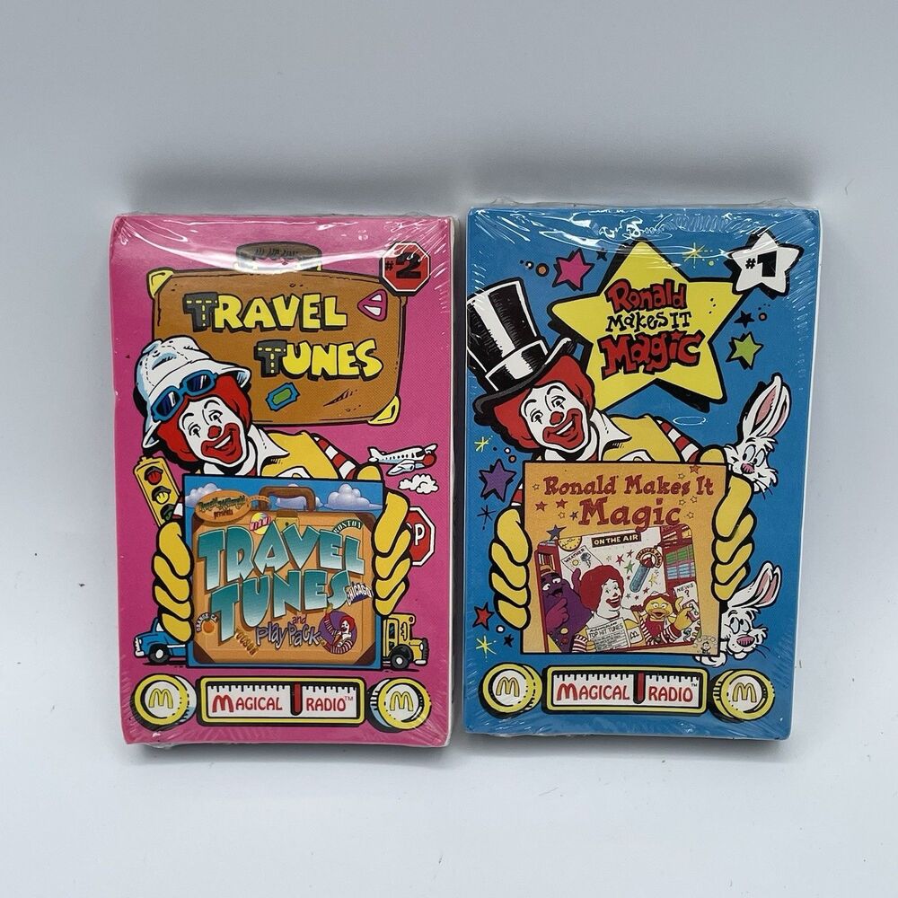 1994 McDonalds Magical Sealed 2 Cassettes Tapes Travel Tunes Ronald Makes Magic